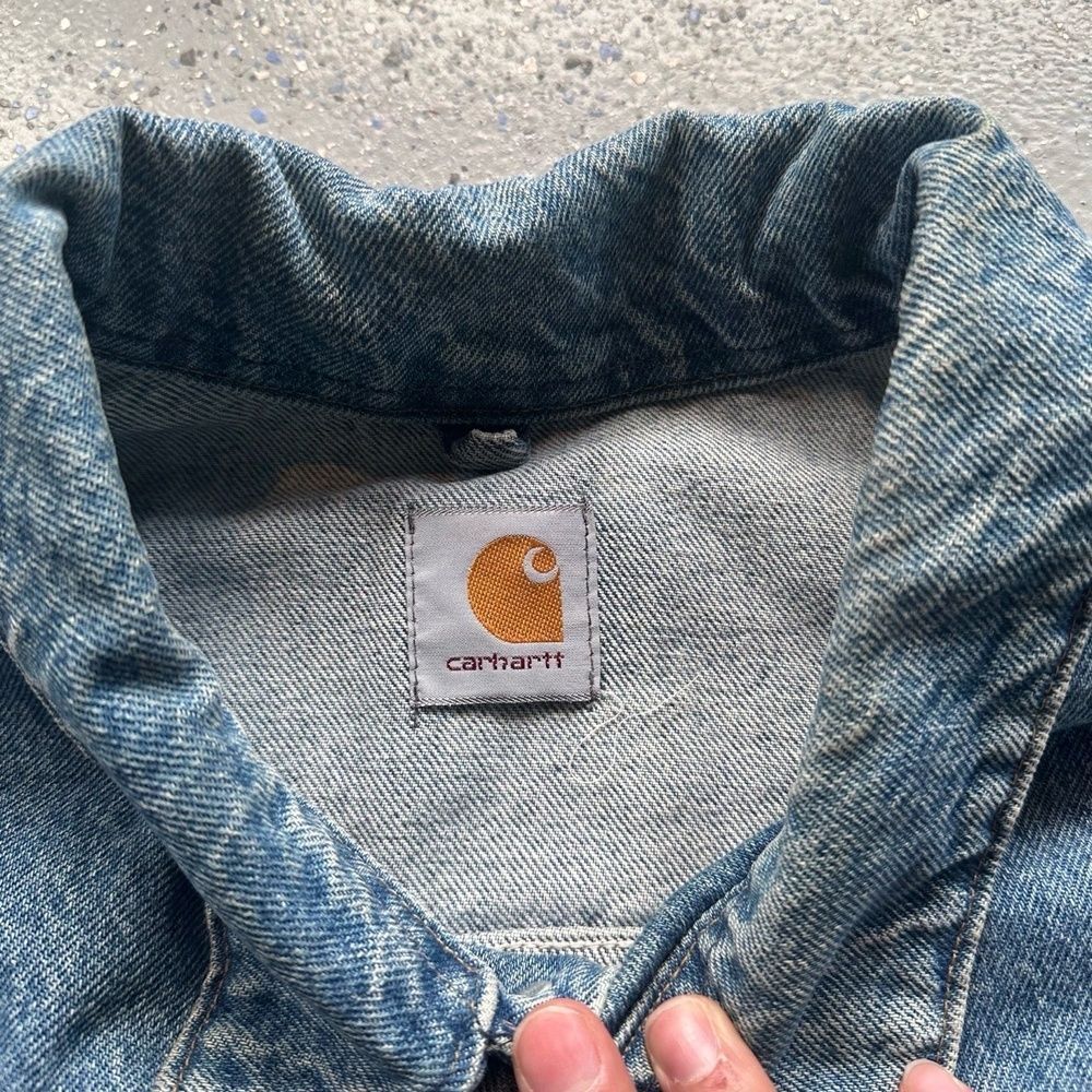 Carhartt Vintage Faded Denim Chore Jacket XL Blue Button Up Workwear - Picture 6 of 8